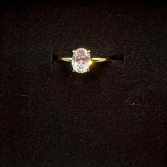 NIB 925 Sterling Silver 14K Gold Plated & 1 CT Zircon Ring Size 8 - Picture 6 of 16